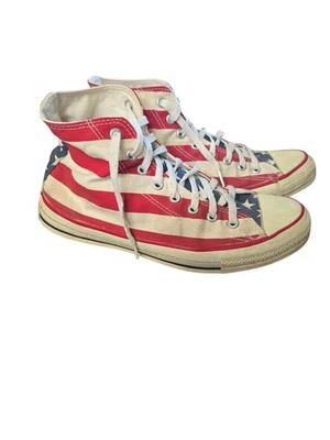 VTG CONVERSE CHUCK TAYLOR HIGH TOP USA SIZE 10 MENS RED WHITE BLUE PREOWNED  - Image 1 of 4