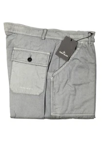 New Stone Island Gray / Blue Washed Cotton Trousers Size 50 / 34 U.S. Pants - Picture 1 of 5