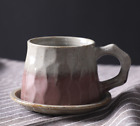 Keramik hochwertige Rosa Kaffeetasse mit Unterteller Handarbeit Pink by AKIS