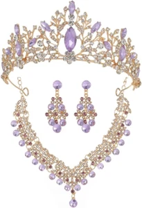 Baroque Queen Bride Crowns and Tiaras Black Crystal Vintage Crown Flower Princes - Picture 1 of 9
