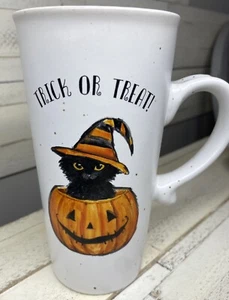 Cobwebs And Cauldrons Trick Or Treat Mug Black Cat Halloween Pumpkin - Picture 1 of 6