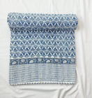 Hand Block Print Kantha Quilt Cotton Blanket Throw Indian Bedspread Queen Size