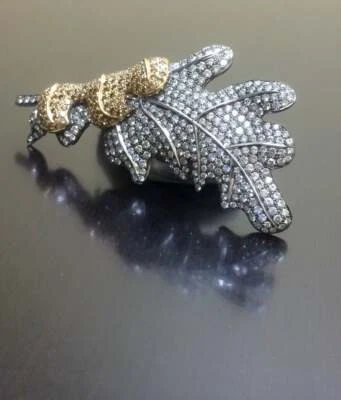 Broche hoja grande topacio blanco 17,50 quilates zafiro simulado y elegante marrón 7,90 quilates Foto 1 de 4