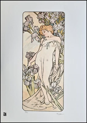 ALPHONSE MUCHA * The Flowers * 50 x 70 cm * signed lithograph * limited # 63/100 - Bild 1 von 4