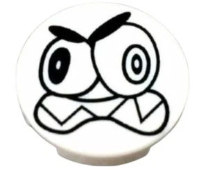New LEGO MIXELS Tile, Round 2 x 2 - Nixel Face - Large Eyes & Scowl Sharp Teeth - Picture 1 of 1