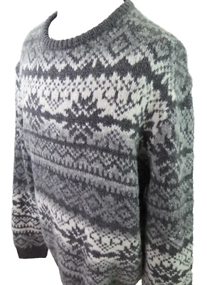 Joseph Abboud Gray Fair Isle Snowflakes Crewneck Sweater 2XB XXL Big Man NWT NEW - Image 1 of 4