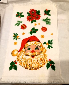 Asciugamano ornamentale Babbo Natale vintage cannone USA morbido brillante cotone inutilizzato 15""x25"" In perfette condizioni - Foto 1 di 7