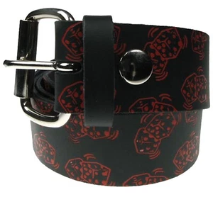 Red Dice Black Real Leather Belt 1.5 inch 38mm, Game Play, Punk, Rocker, Gift - Picture 1 of 2