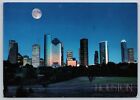 Houston Texas Downtown Skyline at Night Moonlight Posted 1988 Postcard