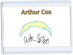 Tarjeta índice B firmada autografiada por ARTHUR COX NFL Chargers 3x5 - Imagen 1 de 1