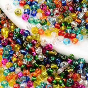 Glass Seed Beads Mixed Colours 6/0 4mm Silver Lined 50g Pack - Picture 1 of 6