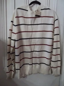 St. John's Bay Men's Ivory Striped Sweater Size XL NWT! - Bild 1 von 4
