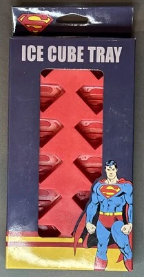 New In Box DC Comics Superman Logo Ice Cube Tray Silicon Red 12 Ice Cubes - Image 1 of 3