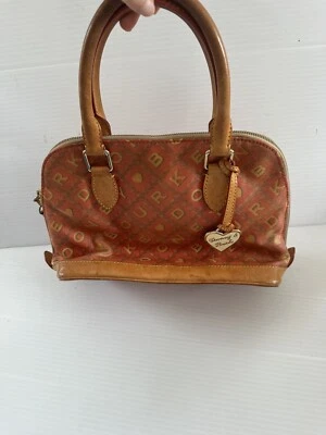 Dooney & Bourke Coated Leather Spell Out Hearts Purse Red Brown - Image 1 of 4