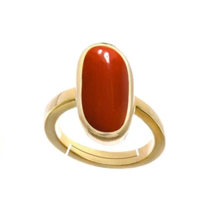 Natural Gemtone Coral 18K Gold Plated Adjustable Ring in Size (AU H-P or Q-Z) - Picture 1 of 7