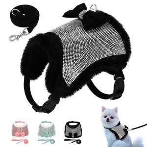 Chihuahua Geschirr Katzengeschirr Kitten Hundegeschirr mit Strass Fleece Mantel - Bild 1 von 18