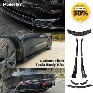 Kit de alerón difusor de fibra de carbono para Tesla modelo 3 Y labio barbilla - Imagen 1 de 38