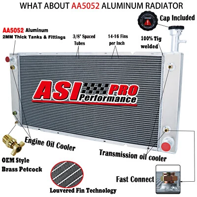 3 ROW Aluminum Radiator For 2004-2016 15 Chevy Express 2500 3500 4500 GMC Savana - Image 1 of 4