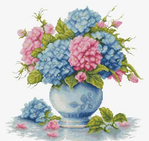 Luca-S Counted Cross-Stitch Kit Vase with Hydrangea B7033L - Picture 1 of 6