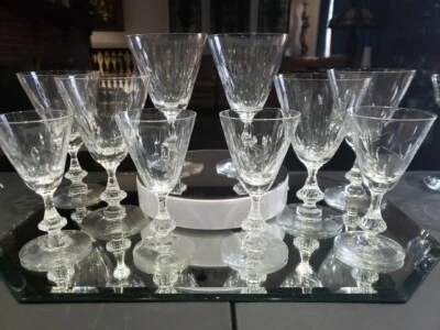 6 Water Goblets & 4 Wine Glasses Tiffin crystal "Willow" cut Duncan & Miller - Image 1 of 4