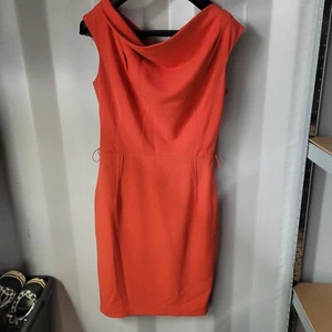Vestido de Diseñador Roksanda Ilincic Naranja Capucha Cuello Sin Mangas Lápiz Reino Unido Talla 10 - Imagen 1 de 7