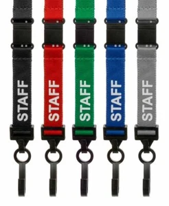 Pre Printed Staff Soft Lanyard Breakaway Neck Strap with Plastic Clip ID Holder - Picture 1 of 6