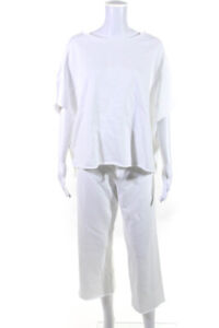 Frank & Eileen Womens Short Sleeves Sweat Suit White Cotton Size One Size/Medium