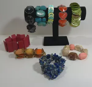 Lote Mixto De Colección Hasta Ahora de 9 Pulseras Gruesas Elásticas y 1 Abrazadera Materiales Mezclados B2 - Imagen 1 de 3
