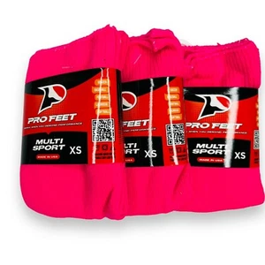 Pro Feet Multi Sport Socks Neon Pink Boys Girls 3 Pair NWT Size XS - Picture 1 of 3