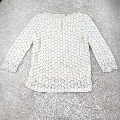 Tory Burch Crotchet Lace Blouse Top Ivory Womens XS - Image 1 of 4