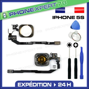 BOUTON HOME COMPLET AVEC NAPPE POUR IPHONE 5S BLANC GOLD + KIT OUTILS - Bild 1 von 1