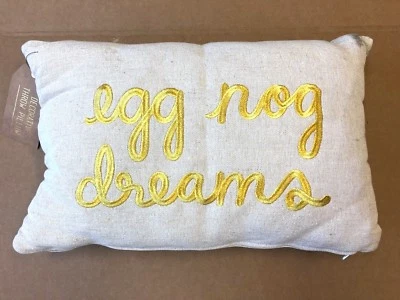 HOLIDAY Throw Pillow EGG NOG DREAMS Decorative Gold  20" x 14"  Macys Exclusive - Image 1 of 4