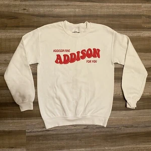 Sudadera Addison Rae For You FanJoy para mujer pequeña blanca roja deletreada usada en excelente estado rara - Imagen 1 de 7