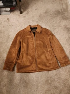 Columbia Men's Tan Brown Suede Coat w/ Faux Fur Inner Lining Size XL - Picture 1 of 11