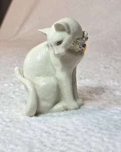 Lenox Sweet Devotion weiße Katze Figur mit Goldakzenten Swarovski Kristall Halsband - Bild 1 von 16