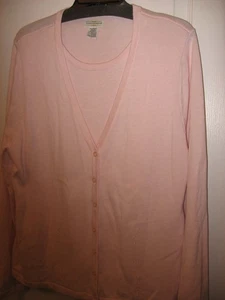 Yarnworks, Pink,Long Sleeve Sweater,Button Front,faux two piece,VINTAGE, XL - Picture 1 of 8