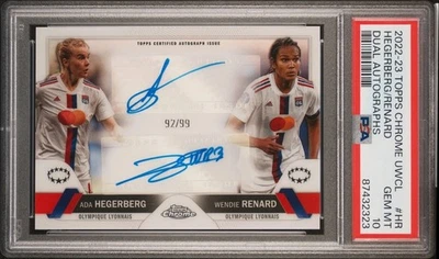 ADA HEGERBERG x WENDIE RENARD PSA 10 2022-23 TOPPS CHROME DUAL AUTOGRAPHS #/99 - Image 1 of 2