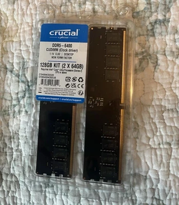 Crucial 128GB (2x 64GB) DDR5-6400 PC5-51200 Desktop UDIMM RAM CT2K64G64C52CU5 - Image 1 of 3