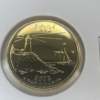 2003 - P - 24K Gold Plated - Washington Quarter - Maine - Image 1 of 2