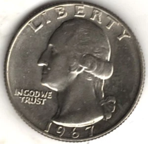 1967 WASHINGTON QUARTER IN BU CONDITION ~ PLEASE SEE THE SCAN  stk 4 - Picture 1 of 4