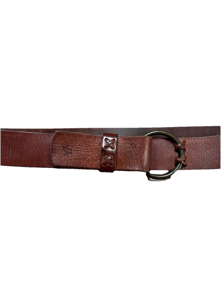 Cinturón de cuero marrón gancho y bucle Abercrombie & Fitch talla M logotipo Foto 1 de 4