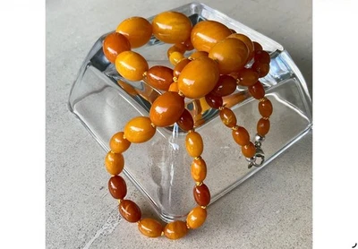 37,10g Antike Bernsteinkette Butterscotch , 67 cm Länge - Bild 1 von 4