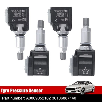 4Pcs Tire Sensors A0009052102 TPMS 433MHz Fit For BMW 540i 740i 750i X3 G20 G30 - Image 1 of 4