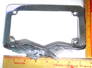 eagle motorcycle license plate frame solid chromed metal biker MC accessory - Picture 1 of 3