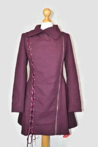 New Joe Browns Absolute Burgundy Coat with Asymmetric Zip & Corset Details 8 - Picture 1 of 20