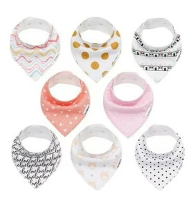 Baby Bandana Drool Bibs For Girls, Organic, 8 Pack Baby Shower Gift Set - Picture 1 of 10