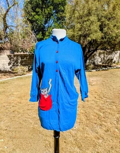 Vintage 90s Jennifer Dale Cat Pocket Sleep Relax Long Shirt/Gown Womens Sz 7 EUC - Picture 1 of 7