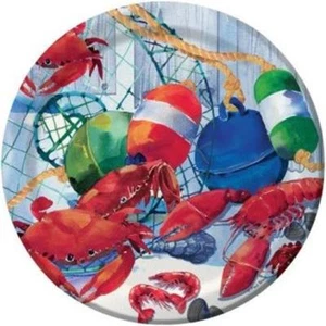 Seafood Celebration 7 Inch Plates 8 Pack Nautical Cruise Party Birthday - Picture 1 of 1