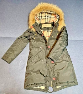 Burberry Brit women's Down Parka Jacket Coat Black nova check Size XS(S) - Picture 1 of 15