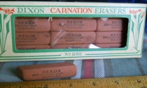 Vintage DIXON Carnation 890 Double bevel, 12 VINTAGE Red Pliable-erasers N O S - Picture 1 of 5